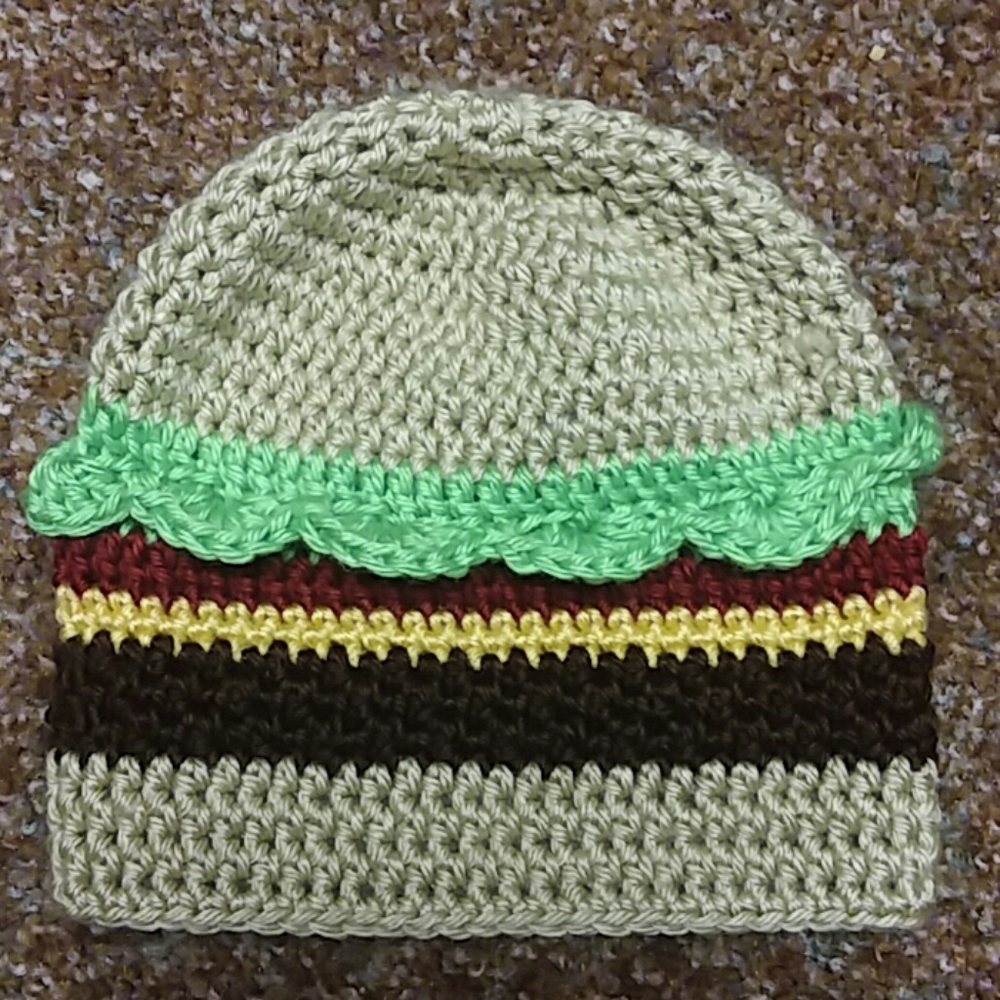 Small kids crochet cheeseburger hat